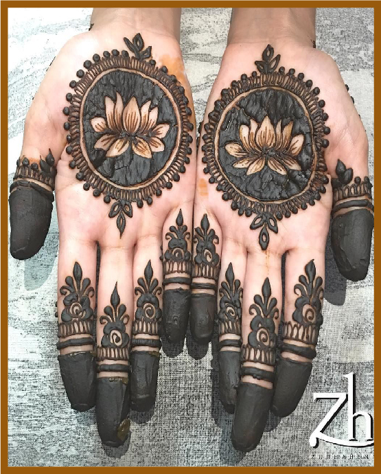 Minimal Front Hand Mehndi Design With Mirror Mandalas